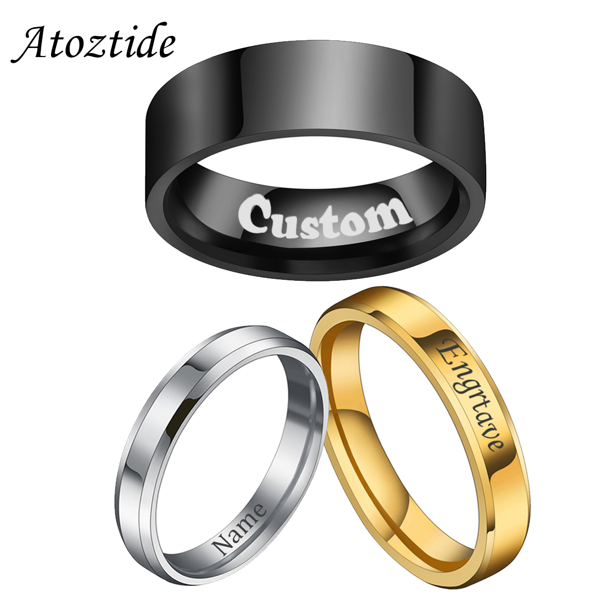 Wedding Zone - Atoztide 4/6/8Mm Gepersonaliseerde Graveren Naam Datum