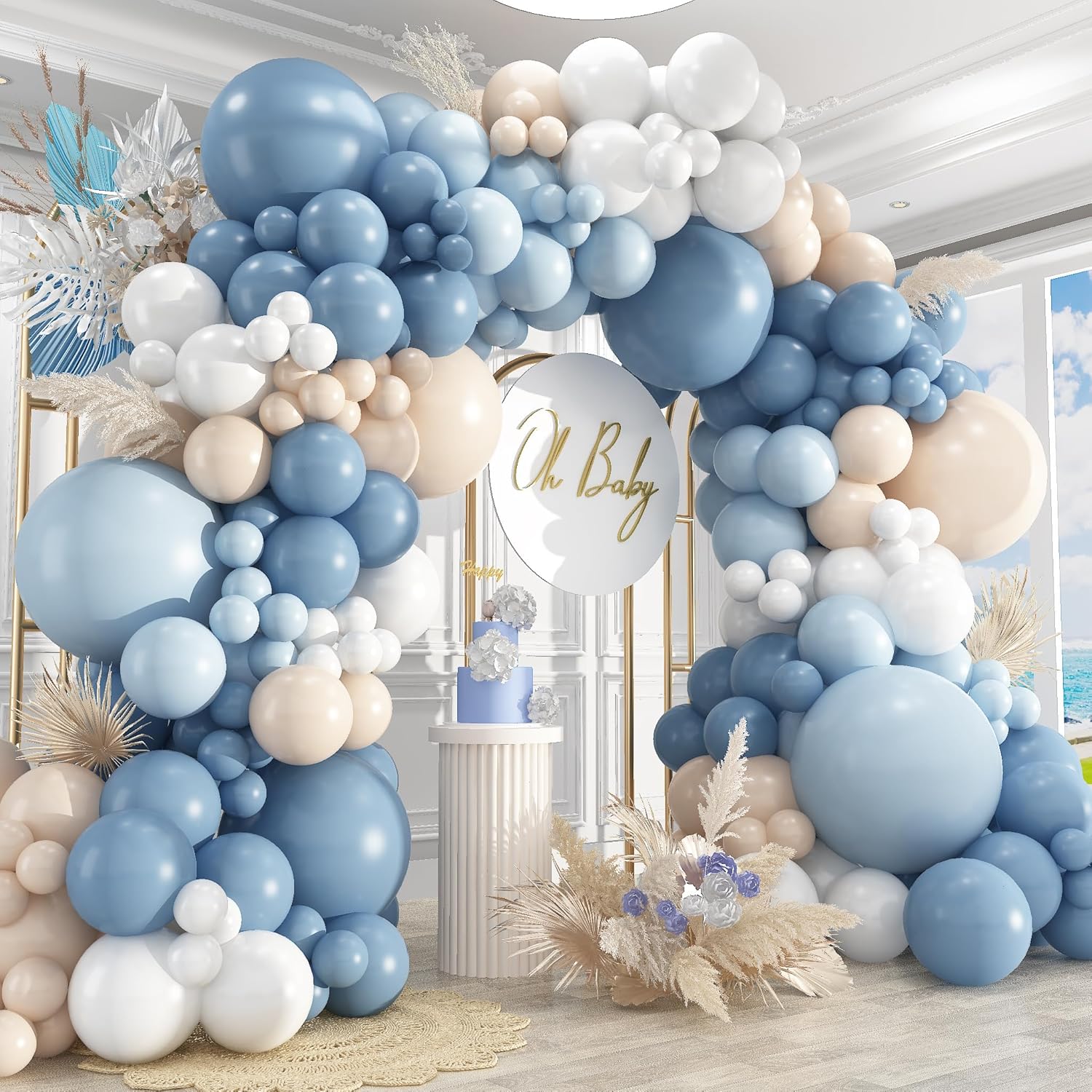 Wedding Supply Kit - Stoffige Blauwe Zandwitte Latex Ballonnen Garland