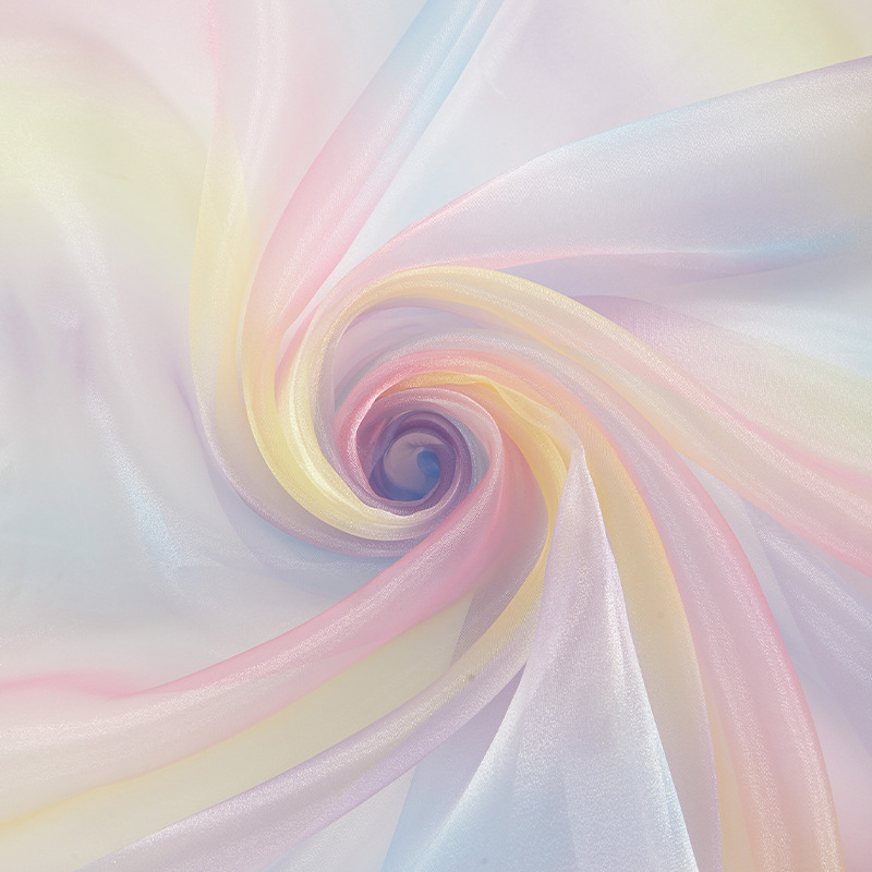 Wedding Backdrop Curtain - Dromerige regenboogkleurige organzastof, 3-draads transparant gaas