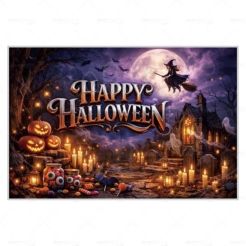 Photo Booth Prop - MOON.QG Happy Halloween Party Fotografie Achtergrond