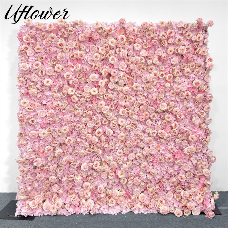 Wedding Backdrop Curtain - Uflower Roze Roos Hortensia Doek Bloem
