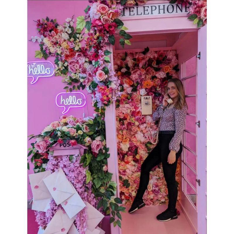 Roze telefooncel met bloemensa - Photo Booth Prop recensie en prijs