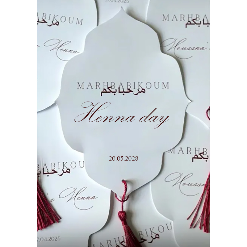 Aangepaste Henna Dag Kaart Nac - Wedding Supply Business recensie en prijs